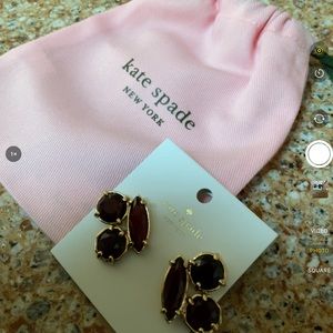 Kate spade pierced garnet/gold tone pierced earrings